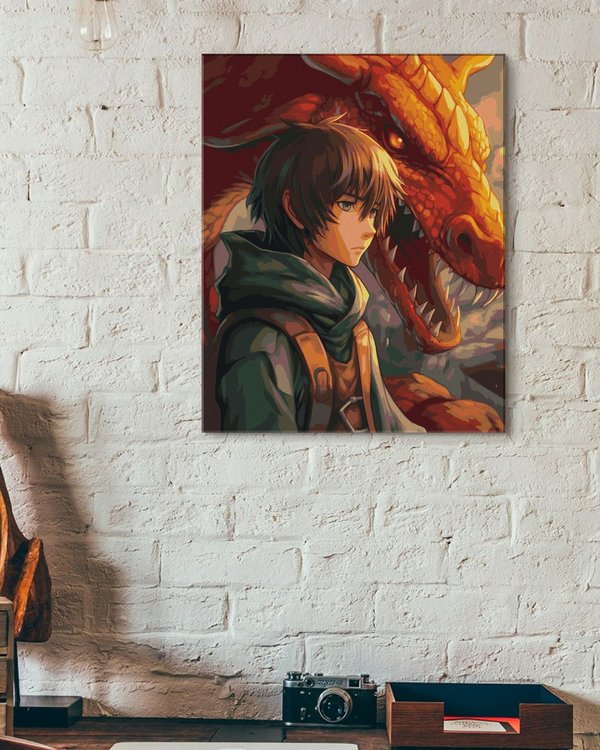 Картина по номерам «Мальчик и его дракон в стиле аниме» — картинка 3