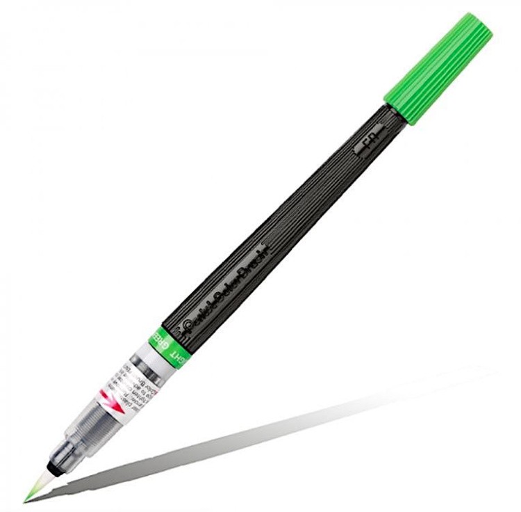 Кисть с краской Colour Brush, 1-10 мм, 5 мл, цвет: светло-зеленый, Pentel