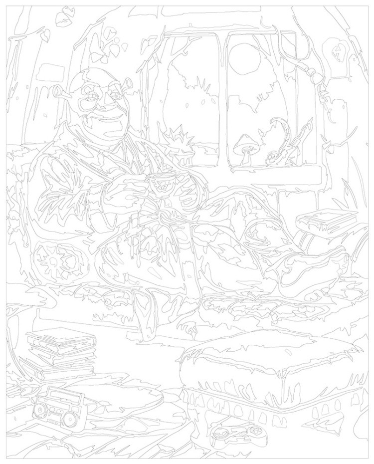 Картина по номерам Шрек в розовом халате — картинка 3