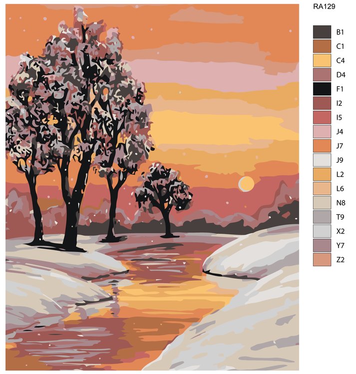 Картина по номерам «Зимний закат» — картинка 2