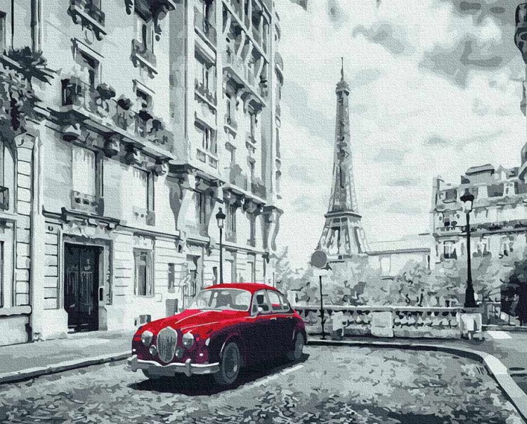 Картина по номерам «Авто на улице Парижа»