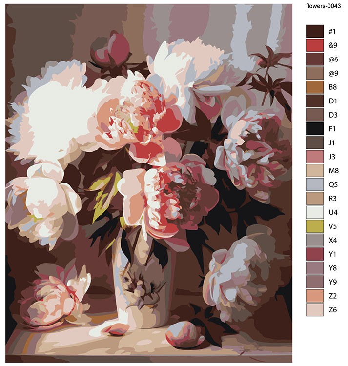 Картина по номерам «Цветы: Букет пионов на столе» — картинка 2