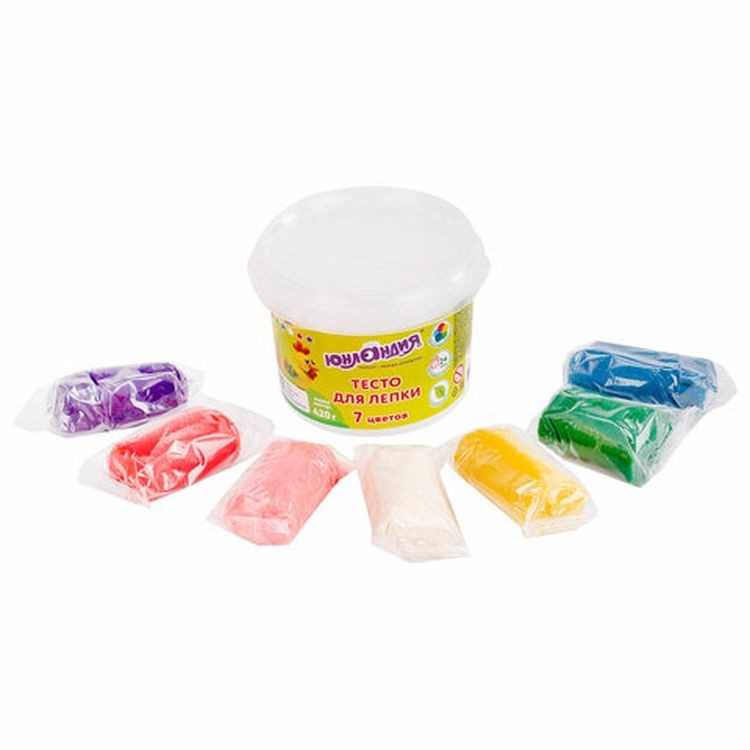 Пластилин на растительной основе (тесто для лепки) Юнландия, 7 цветов, 420 г — картинка 2