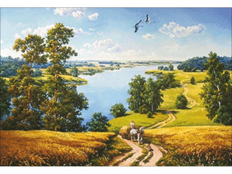 Алмазная вышивка «Деревенская дорога» — картинка 2