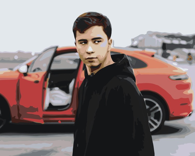 Картина по номерам «Музыкант Ramil Рамиль на фоне машины»