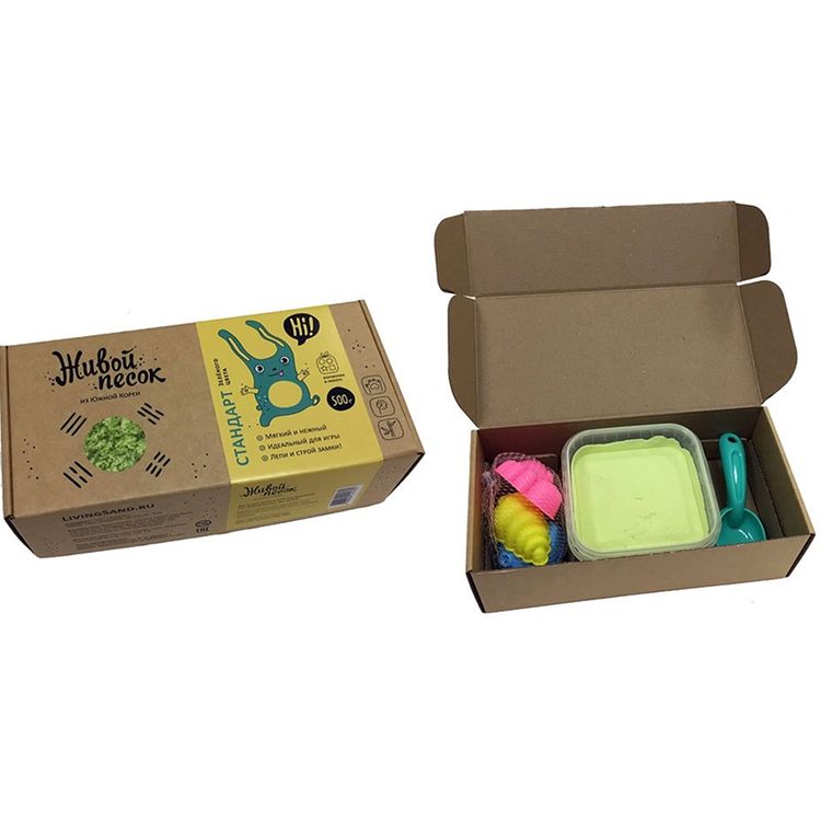 Живой Песок Стандарт, 500 г с игрушками для игры, зеленый — картинка 2