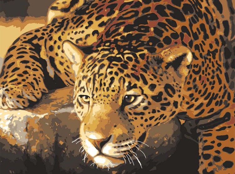 Рисунок на ткани «Крадущийся ягуар»