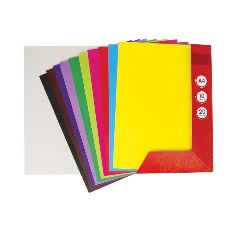 Цветная бумага А4, мелованная (глянцевая), 20 листов, 10 цветов, ОСТРОВ СОКРОВИЩ — картинка 4