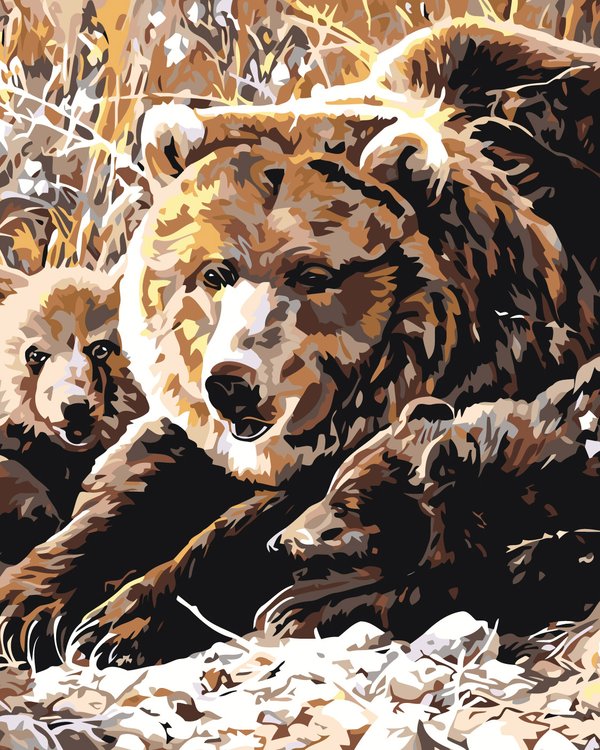 Картина по номерам «Семья медведей»