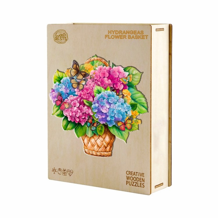 Деревянные пазлы «Корзина с Гортензиями M», Woodbests — картинка 4