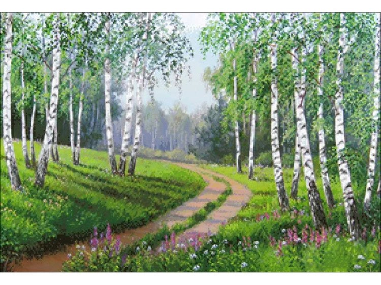 Алмазная вышивка «Березовая роща» — картинка 2