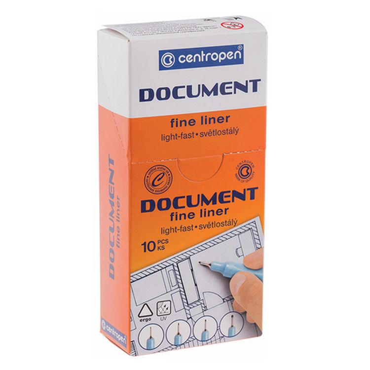 Ручка капиллярная (линер) черная CENTROPEN «Document», линия письма 0,3 мм — картинка 3