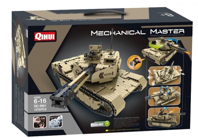 Конструктор QIHUI с мотором и радиоуправлением Танк стреляющий пулями, 1276 деталей — картинка 3