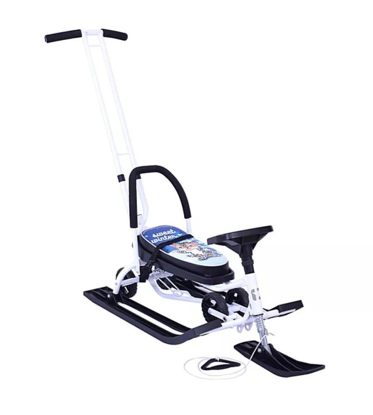 Снегокат детский 111 Mobile с ручкой (белый) — картинка 4