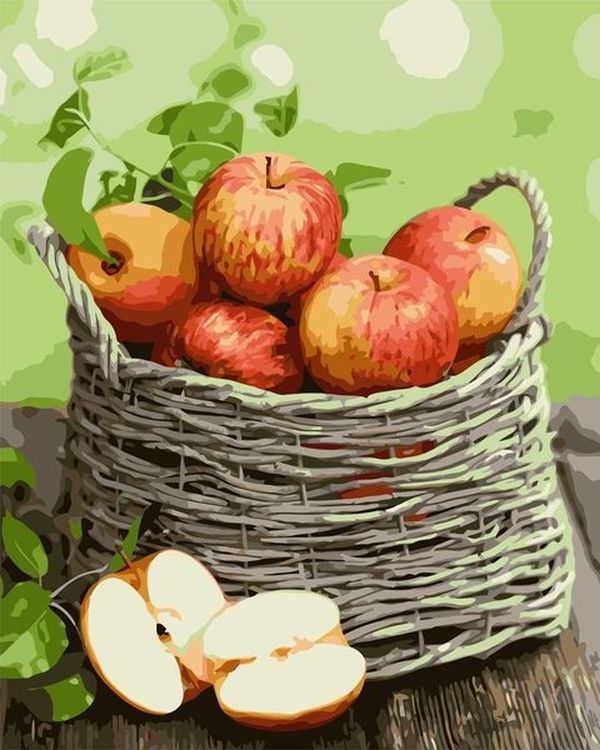 Картина по номерам «Корзина яблок»