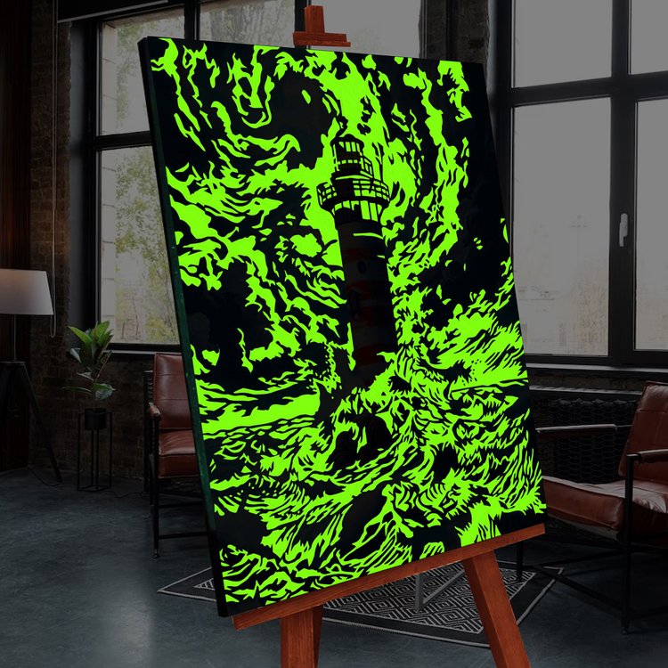 Картина по номерам со светящейся краской «Маяк во время шторма» — картинка 2