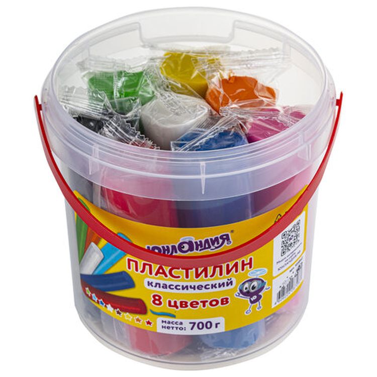 Пластилин в ведерке Юнландия, 8 цветов, 700 г — картинка 4
