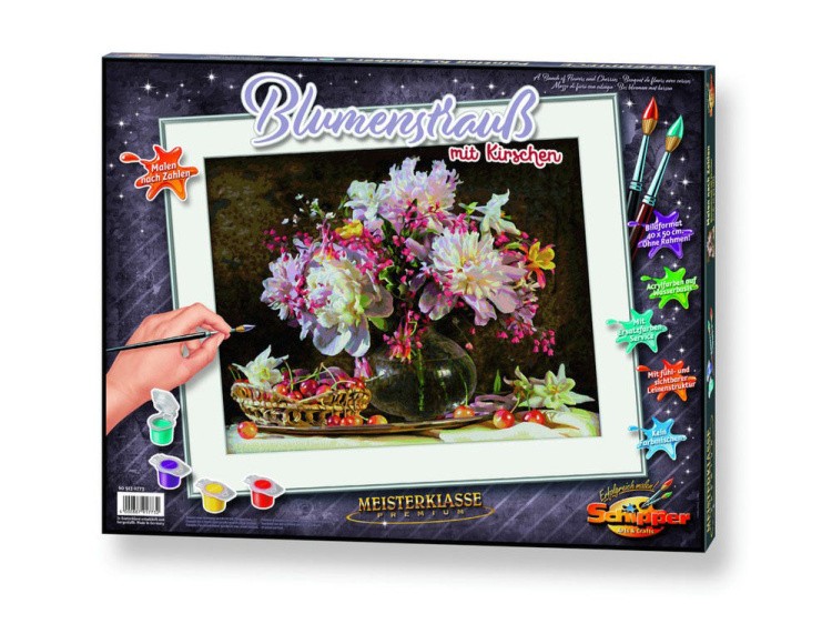 Картина по номерам «Букет цветов с вишнями» — картинка 2