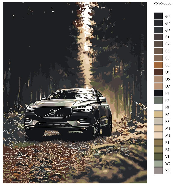 Картина по номерам «Машина Вольво на дороге в лесу 40x50» — картинка 2