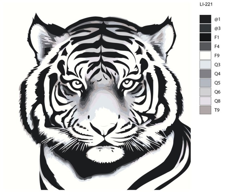 Картина по номерам «Черно-белый тигр» — картинка 2