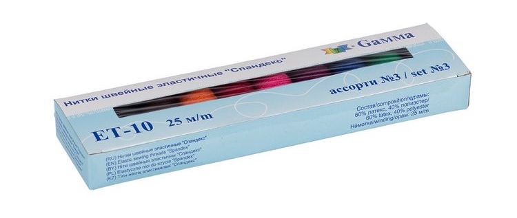 Нитки «спандекс», 60% латекс, 40% полиэстер, 10 шт. по 25 м, цвет: ассорти №3, Gamma — картинка 2
