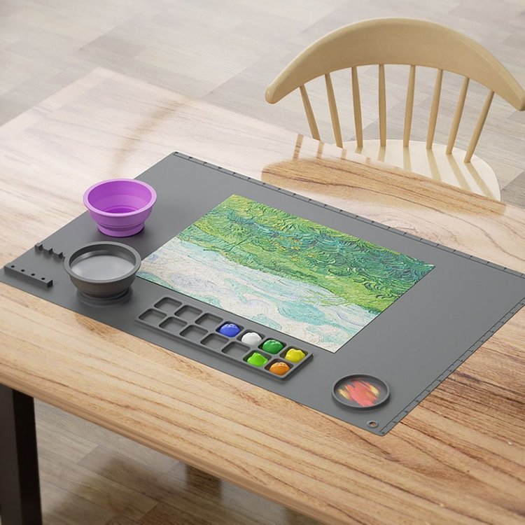 Силиконовый коврик для рисования со стаканчиком, 60x40 см — картинка 7