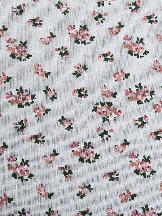 Ткань Лен, 140 г/м², 5 м x 150 см, цвет: белый, розовый, цветочный принт, TBY — картинка 2