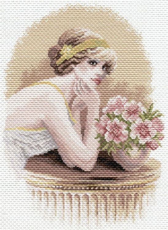 Рисунок на ткани «Девушка ретро»