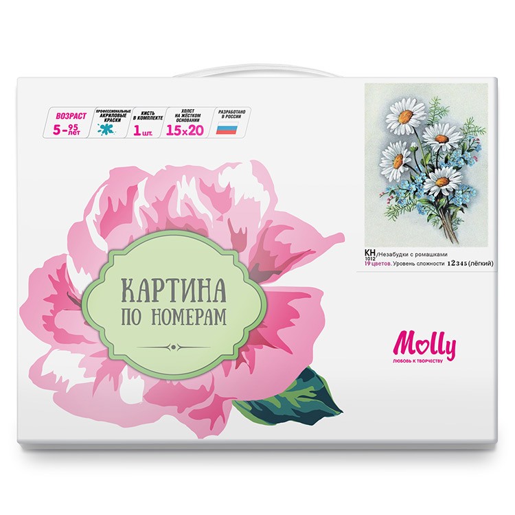 Картина по номерам «Незабудки с ромашками» — картинка 3