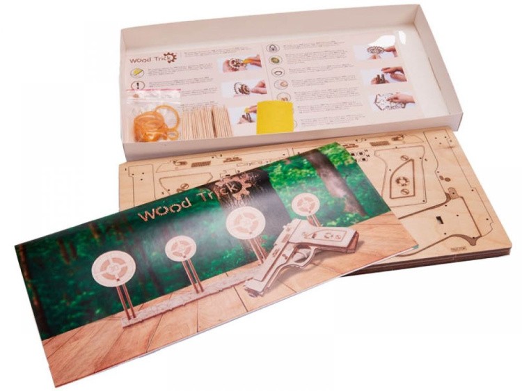 Конструктор из дерева «Пистолет-резинкострел с мишенями», Wood Trick — картинка 8