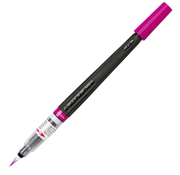 Кисть с краской Colour Brush, 1-10 мм, 5 мл, цвет: пурпурный, Pentel