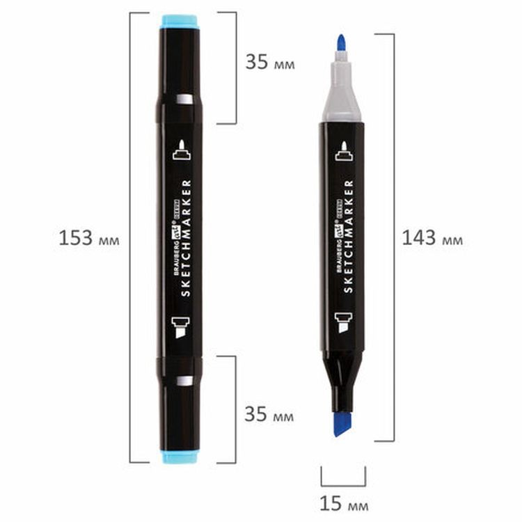 Маркеры для скетчинга двусторонние BRAUBERG ART DEBUT BLACK, цвет: базовые цвета — картинка 8