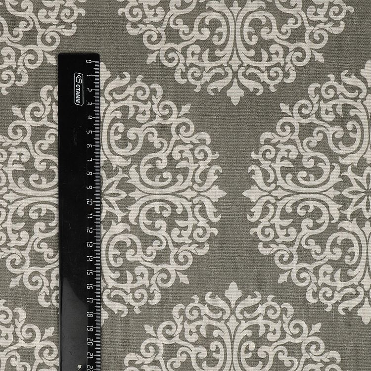 Ткань Лен, 140 г/м², 5 м x 150 см, цвет: молочный, геометрический принт, TBY — картинка 5