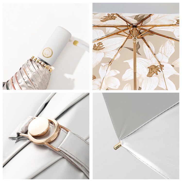 Зонт двусторонний Нежные лилии, складной, 8 спиц, автомат — картинка 2