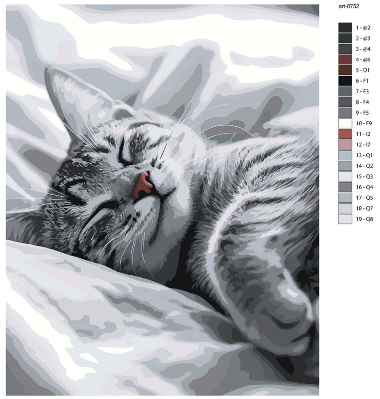 Картина по номерам Кошки серый котенок на кровати — картинка 2