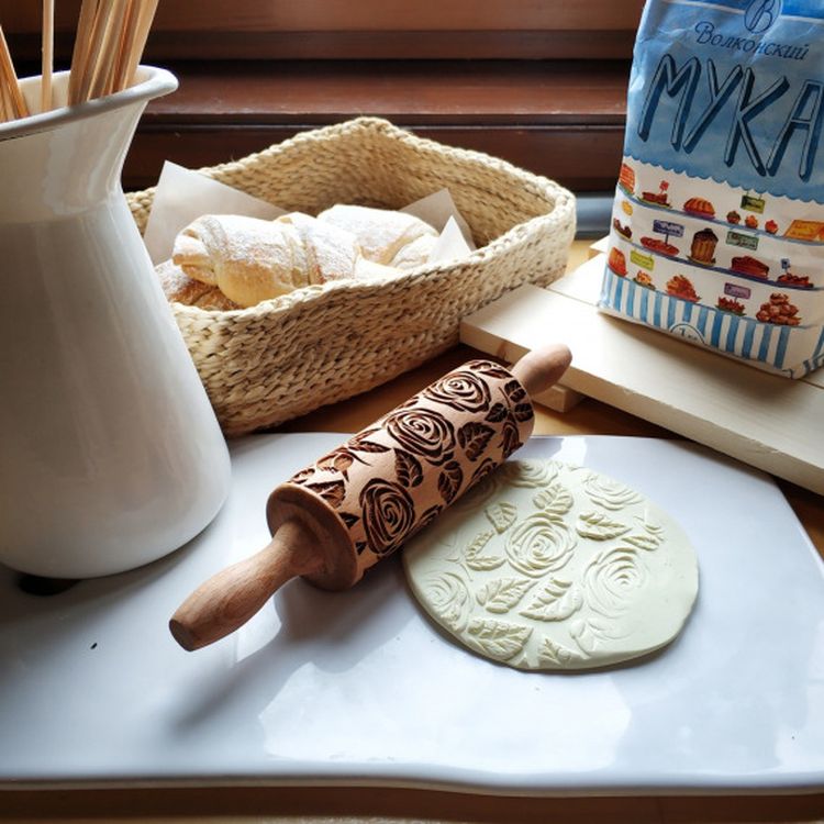 Деревянная скалка «Розы», Березка — картинка 3