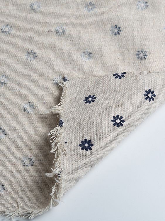 Ткань льняная, 1 м x 150 см, 140 г/м², цвет: серый, цветочный принт, TBY — картинка 4