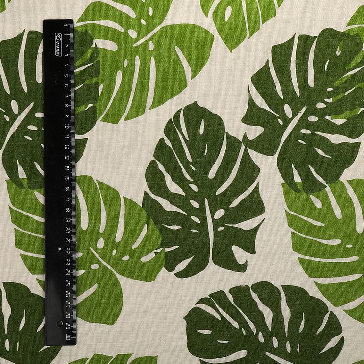 Ткань льняная, 1 м x 150 см, 140 г/м², цвет: белый, растительный принт, TBY — картинка 6