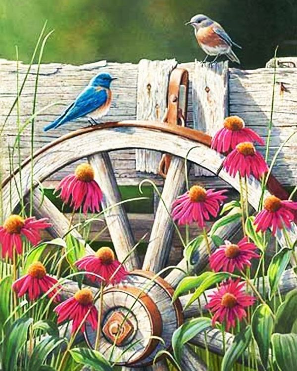 Картина по номерам «Птицы в саду»