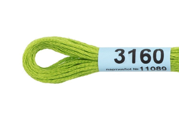Нитки для вышивания Gamma мулине, 24 шт. по 8 м, цвет: 3160 ярко-зеленый