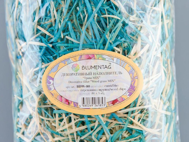 Декоративный наполнитель Трава MIX, цвет: синий 80 г, Blumentag — картинка 2