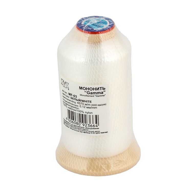 Мононить 0,12 мм, 4570 м, 100% нейлон, цвет белый, Gamma — картинка 2