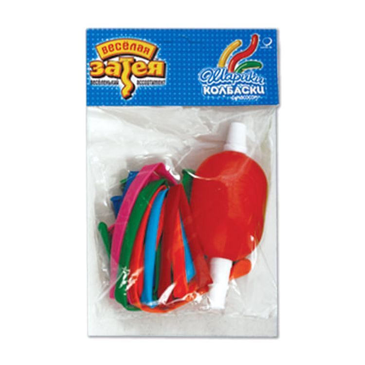 Шары воздушные для моделирования, комплект 10 шт., с насосом, цвет ассорти — картинка 2