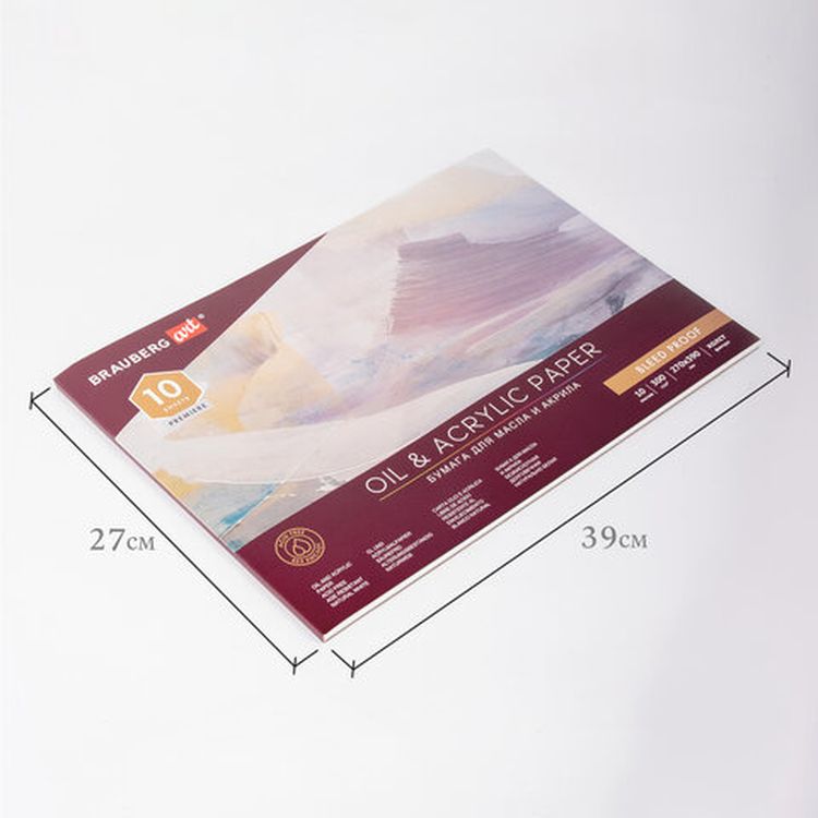 Альбом для акрила и масла, 300 г/м2, 270х390 мм, 10 листов, склейка, тиснение холст, BRAUBERG ART PREMIERE — картинка 2