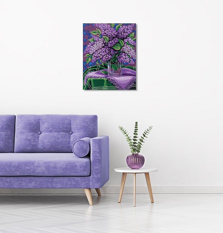 Алмазная вышивка «Ваза с сиренью» — картинка 3