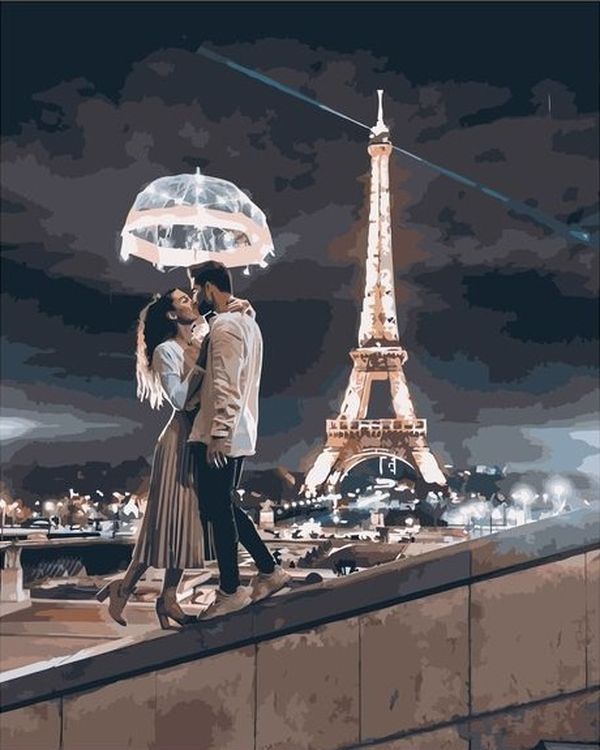 Картина по номерам «Поцелуй в Париже»