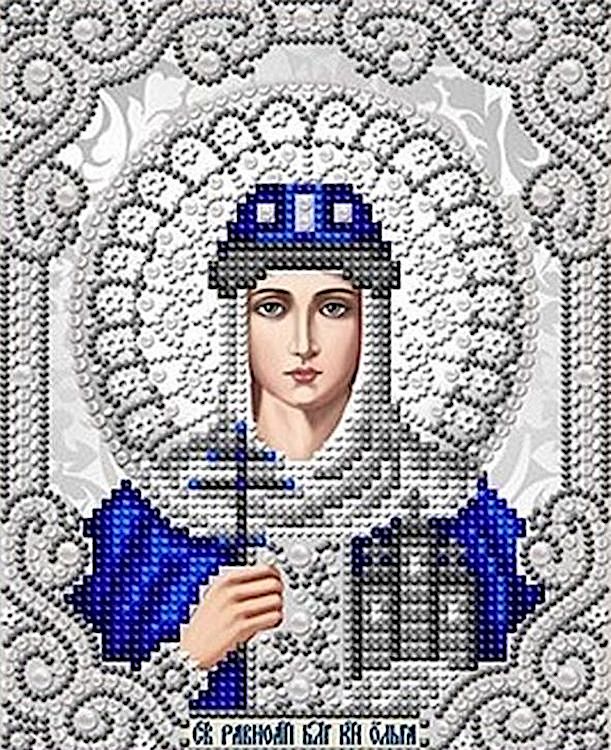 Рисунок на ткани «Святая Ольга в жемчуге и серебре»