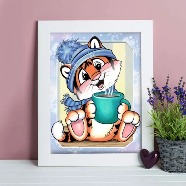 Алмазная вышивка «Тигренок в кофе» — картинка 4