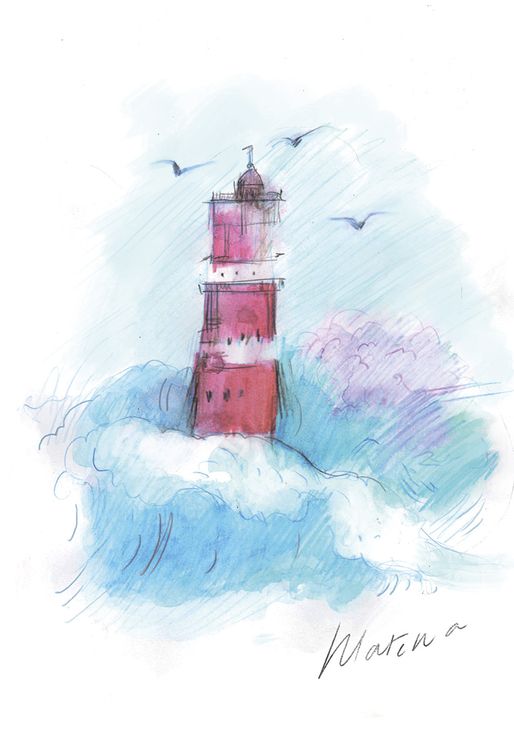 Скетч для раскрашивания акварельными карандашами «Акварельные зарисовки. Маяк и трамвай», 2 л. — картинка 2