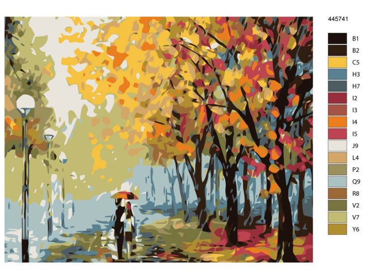 Картина по номерам «Двое под дождём» — картинка 2